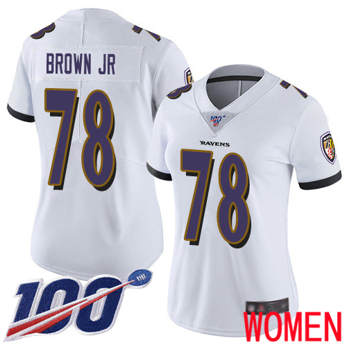 Baltimore Ravens Limited White Women Orlando Brown Jr. Road Jersey NFL Football #78 100th Season Vapor Untouchable
